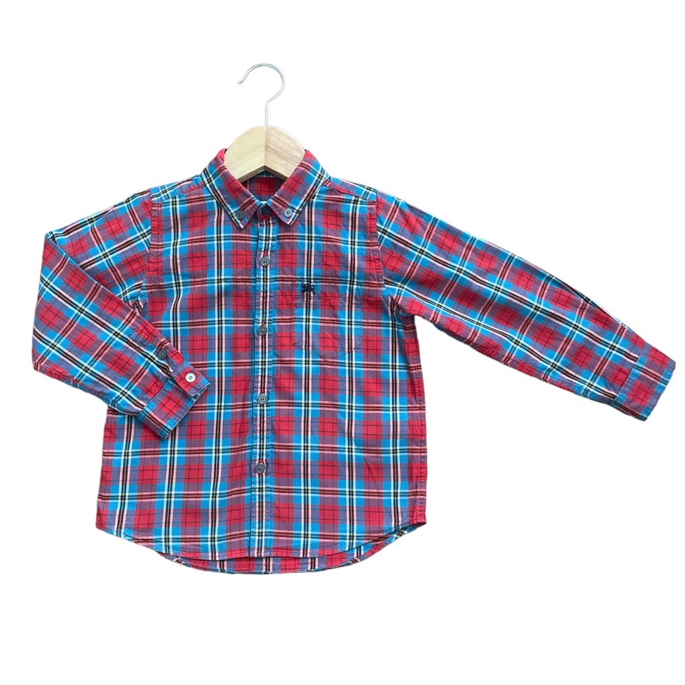 Burberry Button-Up Check Dress Shirt 4Y